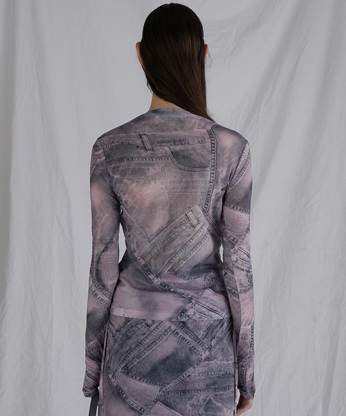 PRANK PROJECT（プランクプロジェクト）の「デニムプリントスキントップ / Denim Printed Skin Top（Tシャツ/カットソー・レディース・ピンク/ブラック・FREE）」の12枚目の写真