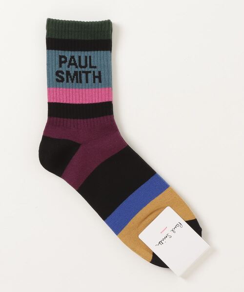 Paul Smith（ポールスミス）の「ボーダー＆ロゴ ソックス / 140643 MD2（ソックス/靴下・メンズ・ホワイト/ブラック・25-27）」の5枚目の写真