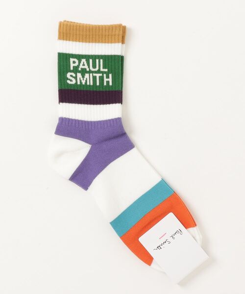 Paul Smith（ポールスミス）の「ボーダー＆ロゴ ソックス / 140643 MD2（ソックス/靴下・メンズ・ホワイト/ブラック・25-27）」の6枚目の写真