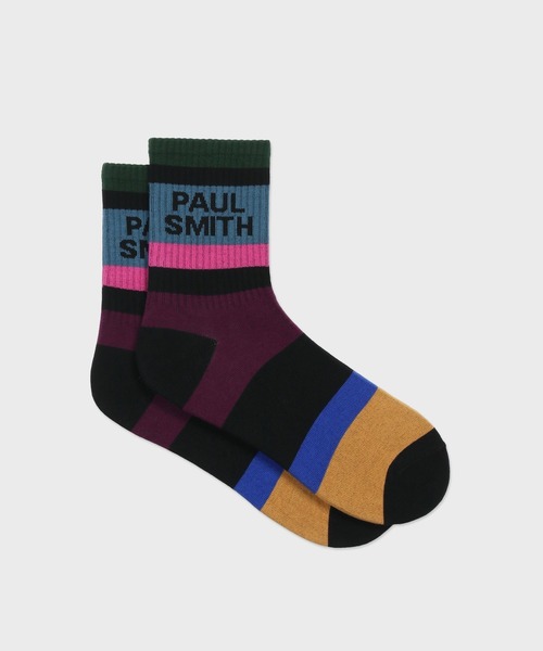 Paul Smith（ポールスミス）の「ボーダー＆ロゴ ソックス / 140643 MD2（ソックス/靴下・メンズ・ホワイト/ブラック・25-27）」の2枚目の写真