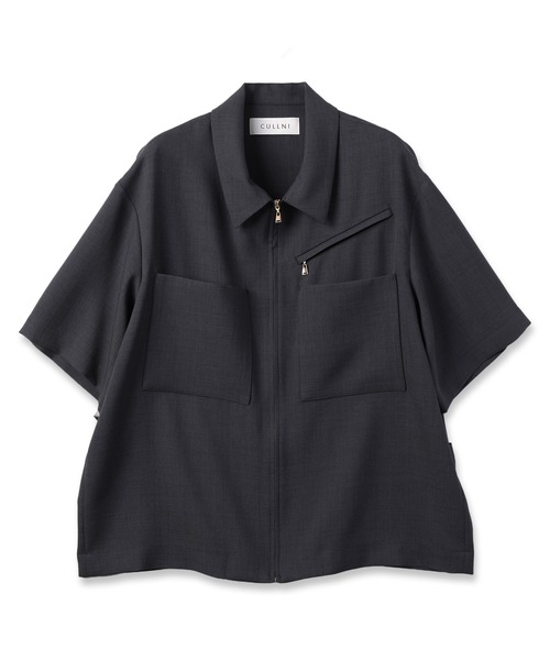 23ss CULLNI ブラック 半袖シャツ CULLNI（クルニ）の「23-SS-037 / Layered Front Short Sleeve