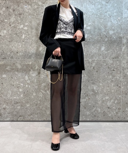 LE CIEL BLEU(ルシェルブルー)の「レイヤードカラーレスジャケット / Layered Collarless Jacket(テーラードジャケット・レディース・ベージュ/ネイビー/ブラック・36)」の16枚目の写真