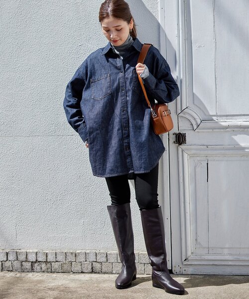 JOURNAL STANDARD(ジャーナルスタンダード)の「《追加3》ライトオンスデニムシャツ(シャツ/ブラウス・レディース・ネイビー/ブルー系その他・FREE)」の4枚目の写真