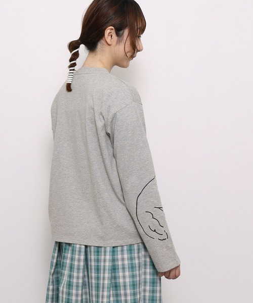 POU DOU DOU(プードゥドゥ)の「<WEB限定>ネコ袖プリントロンTee(Tシャツ/カットソー・レディース・オフホワイト/グレー・3)」の15枚目の写真