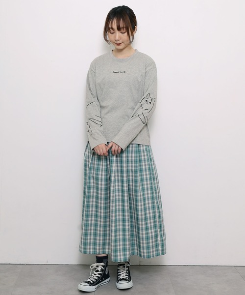 POU DOU DOU(プードゥドゥ)の「<WEB限定>ネコ袖プリントロンTee(Tシャツ/カットソー・レディース・オフホワイト/グレー・3)」の16枚目の写真