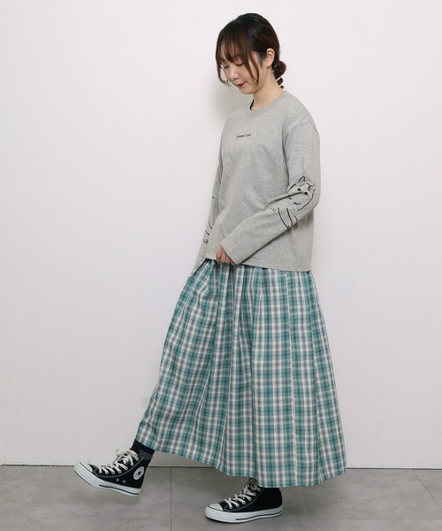 POU DOU DOU(プードゥドゥ)の「<WEB限定>ネコ袖プリントロンTee(Tシャツ/カットソー・レディース・オフホワイト/グレー・3)」の17枚目の写真