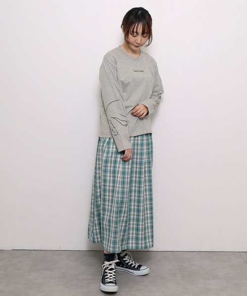 POU DOU DOU(プードゥドゥ)の「<WEB限定>ネコ袖プリントロンTee(Tシャツ/カットソー・レディース・オフホワイト/グレー・3)」の18枚目の写真