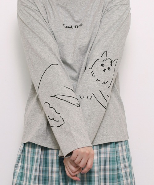 POU DOU DOU(プードゥドゥ)の「<WEB限定>ネコ袖プリントロンTee(Tシャツ/カットソー・レディース・オフホワイト/グレー・3)」の19枚目の写真