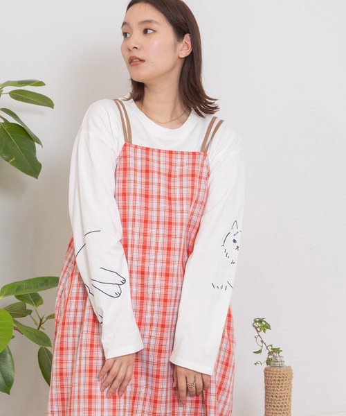 POU DOU DOU(プードゥドゥ)の「<WEB限定>ネコ袖プリントロンTee(Tシャツ/カットソー・レディース・オフホワイト/グレー・3)」の20枚目の写真