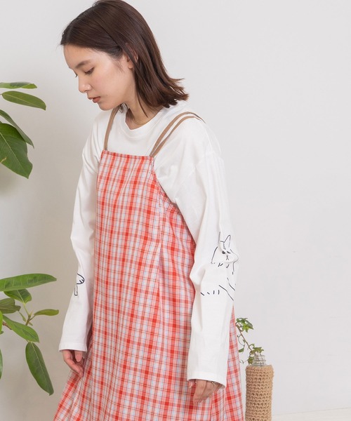 POU DOU DOU(プードゥドゥ)の「<WEB限定>ネコ袖プリントロンTee(Tシャツ/カットソー・レディース・オフホワイト/グレー・3)」の21枚目の写真