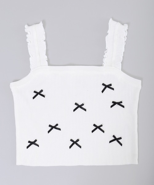 PHILLY（フィリー）の「リボンデザインニットキャミ（キャミソール・レディース・ブラック/ホワイト・FREE）」の12枚目の写真