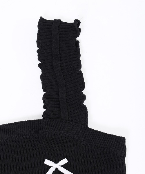 PHILLY（フィリー）の「リボンデザインニットキャミ（キャミソール・レディース・ブラック/ホワイト・FREE）」の4枚目の写真