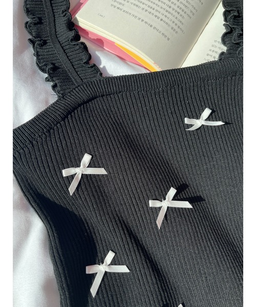 PHILLY（フィリー）の「リボンデザインニットキャミ（キャミソール・レディース・ブラック/ホワイト・FREE）」の15枚目の写真