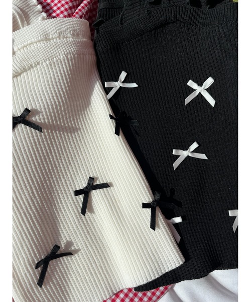 PHILLY（フィリー）の「リボンデザインニットキャミ（キャミソール・レディース・ブラック/ホワイト・FREE）」の20枚目の写真