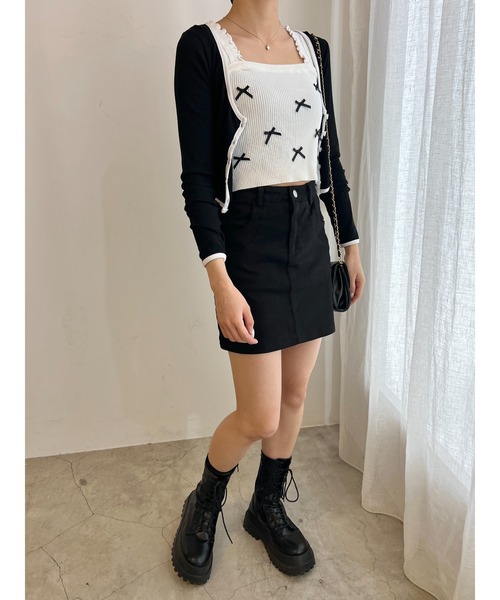 PHILLY（フィリー）の「リボンデザインニットキャミ（キャミソール・レディース・ブラック/ホワイト・FREE）」の21枚目の写真