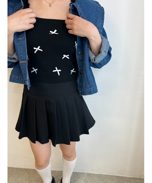 PHILLY（フィリー）の「リボンデザインニットキャミ（キャミソール・レディース・ブラック/ホワイト・FREE）」の7枚目の写真