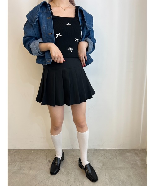 PHILLY（フィリー）の「リボンデザインニットキャミ（キャミソール・レディース・ブラック/ホワイト・FREE）」の22枚目の写真