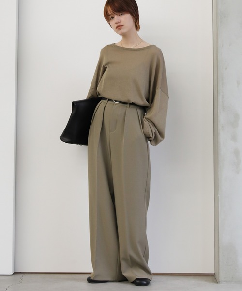 select MOCA(セレクトモカ)の「シアーボートネックルーズニット(ニット/セーター・レディース・ブラウン/ブラック/ブルー/オフホワイト・FREE)」の6枚目の写真