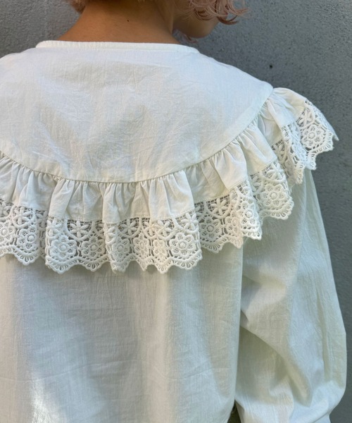 CIAOPANIC(チャオパニック)の「INDIAビッグカラーショート丈ブラウス(シャツ/ブラウス・レディース・サックスブルー/オフホワイト/ブラック・FREE)」の18枚目の写真