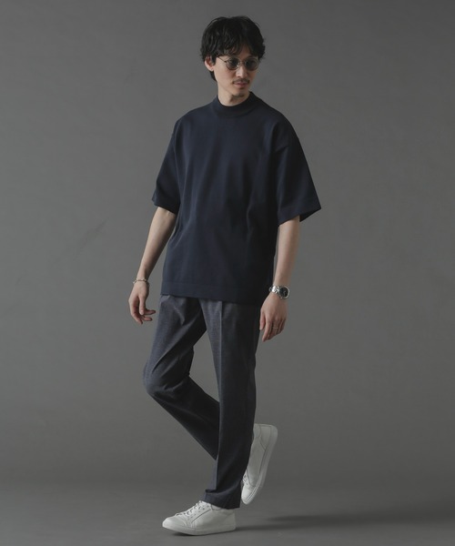 NANO universe（ナノユニバース）の「プレーティングニットリラックスモックネック 半袖（Tシャツ/カットソー・メンズ・ブラック/ネイビー/ホワイト・L/M/S）」の17枚目の写真