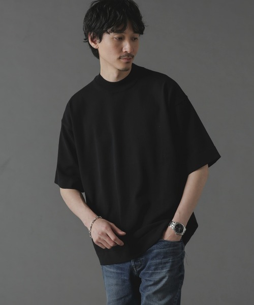 NANO universe（ナノユニバース）の「プレーティングニットリラックスモックネック 半袖（Tシャツ/カットソー・メンズ・ブラック/ネイビー/ホワイト・L/M/S）」の19枚目の写真