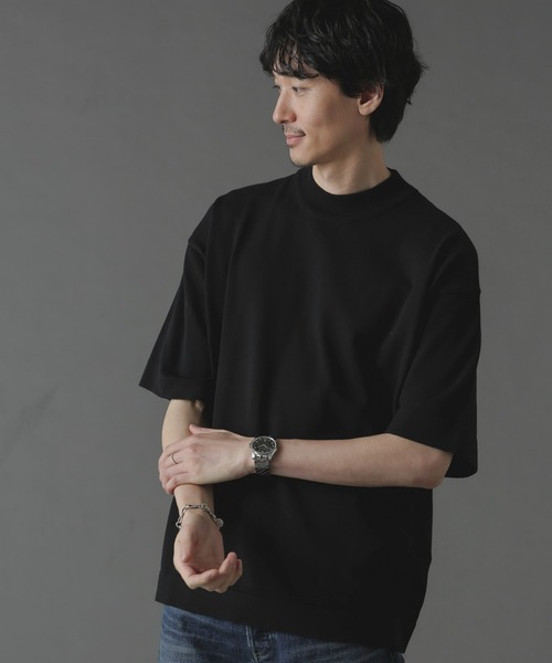 NANO universe（ナノユニバース）の「プレーティングニットリラックスモックネック 半袖（Tシャツ/カットソー・メンズ・ブラック/ネイビー/ホワイト・L/M/S）」の20枚目の写真