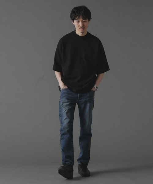 NANO universe（ナノユニバース）の「プレーティングニットリラックスモックネック 半袖（Tシャツ/カットソー・メンズ・ブラック/ネイビー/ホワイト・L/M/S）」の22枚目の写真