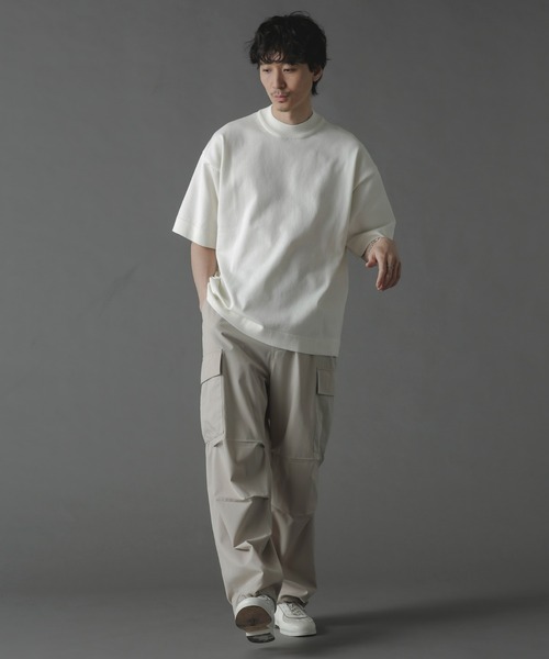 NANO universe（ナノユニバース）の「プレーティングニットリラックスモックネック 半袖（Tシャツ/カットソー・メンズ・ブラック/ネイビー/ホワイト・L/M/S）」の8枚目の写真