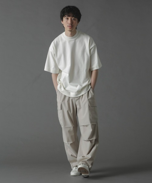 NANO universe（ナノユニバース）の「プレーティングニットリラックスモックネック 半袖（Tシャツ/カットソー・メンズ・ブラック/ネイビー/ホワイト・L/M/S）」の10枚目の写真