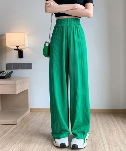 Miniministore（ミニミニストア）の「セミワイドパンツ プリーツパンツ 美脚（スラックス・レディース・グレー/ブラウン/グリーン/アイボリー/ブラック・XL/M/XXL/L）」の5枚目の写真