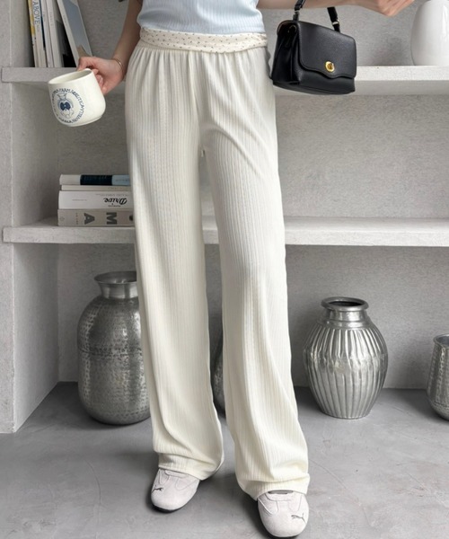 Miniministore（ミニミニストア）の「セミワイドパンツ プリーツパンツ 美脚（スラックス・レディース・グレー/ブラウン/グリーン/アイボリー/ブラック・XL/M/XXL/L）」の6枚目の写真