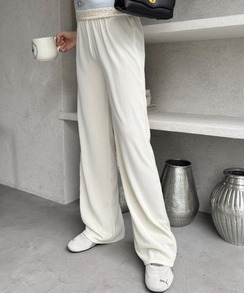 Miniministore（ミニミニストア）の「セミワイドパンツ プリーツパンツ 美脚（スラックス・レディース・グレー/ブラウン/グリーン/アイボリー/ブラック・XL/M/XXL/L）」の12枚目の写真