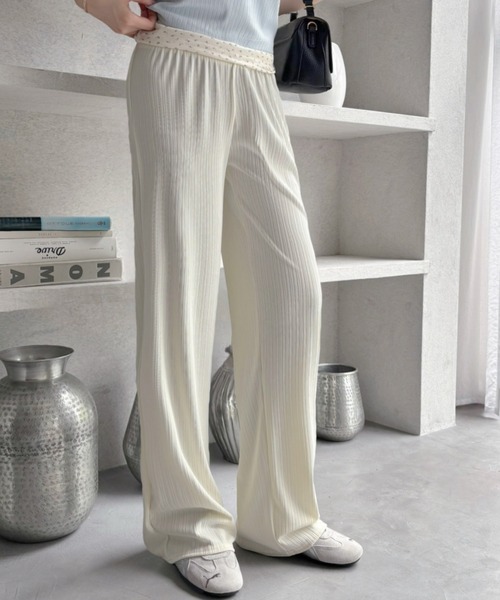 Miniministore（ミニミニストア）の「セミワイドパンツ プリーツパンツ 美脚（スラックス・レディース・グレー/ブラウン/グリーン/アイボリー/ブラック・XL/M/XXL/L）」の13枚目の写真