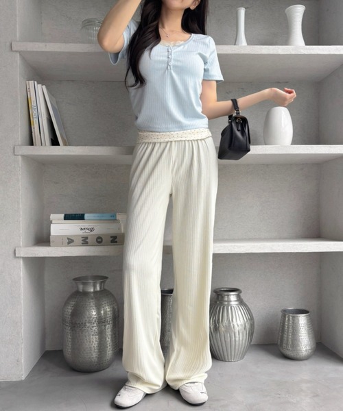 Miniministore（ミニミニストア）の「セミワイドパンツ プリーツパンツ 美脚（スラックス・レディース・グレー/ブラウン/グリーン/アイボリー/ブラック・XL/M/XXL/L）」の7枚目の写真