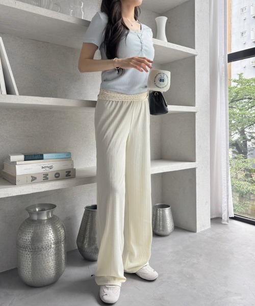 Miniministore（ミニミニストア）の「セミワイドパンツ プリーツパンツ 美脚（スラックス・レディース・グレー/ブラウン/グリーン/アイボリー/ブラック・XL/M/XXL/L）」の16枚目の写真