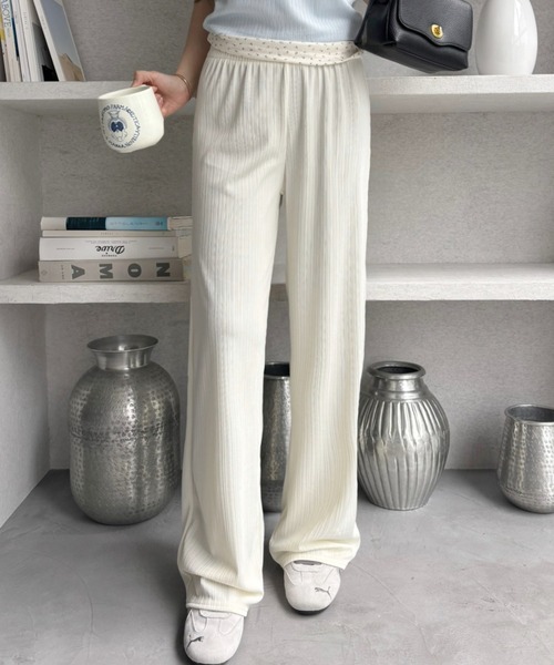 Miniministore（ミニミニストア）の「セミワイドパンツ プリーツパンツ 美脚（スラックス・レディース・グレー/ブラウン/グリーン/アイボリー/ブラック・XL/M/XXL/L）」の8枚目の写真