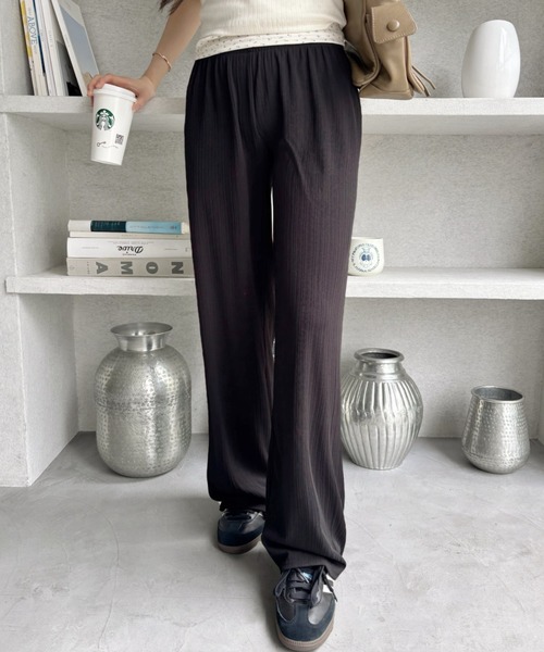 Miniministore（ミニミニストア）の「セミワイドパンツ プリーツパンツ 美脚（スラックス・レディース・グレー/ブラウン/グリーン/アイボリー/ブラック・XL/M/XXL/L）」の17枚目の写真