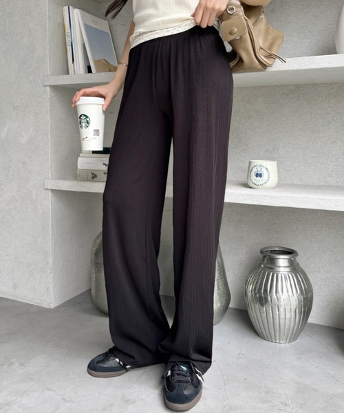 Miniministore（ミニミニストア）の「セミワイドパンツ プリーツパンツ 美脚（スラックス・レディース・グレー/ブラウン/グリーン/アイボリー/ブラック・XL/M/XXL/L）」の18枚目の写真