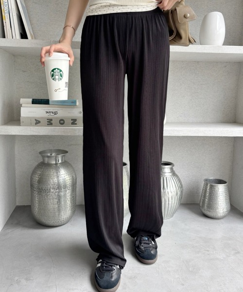 Miniministore（ミニミニストア）の「セミワイドパンツ プリーツパンツ 美脚（スラックス・レディース・グレー/ブラウン/グリーン/アイボリー/ブラック・XL/M/XXL/L）」の19枚目の写真