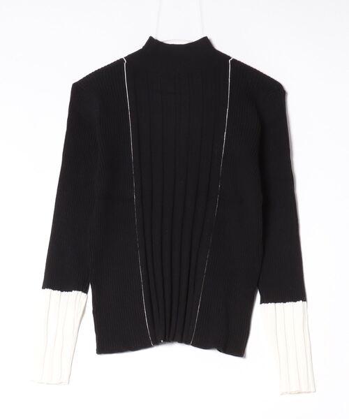 terrace(テラス)の「ライン配色ハイネックリブニット長袖プルオーバー(ニット/セーター・レディース・オフホワイト/ブルー/グレー/ブラック・MEDIUM)」の11枚目の写真