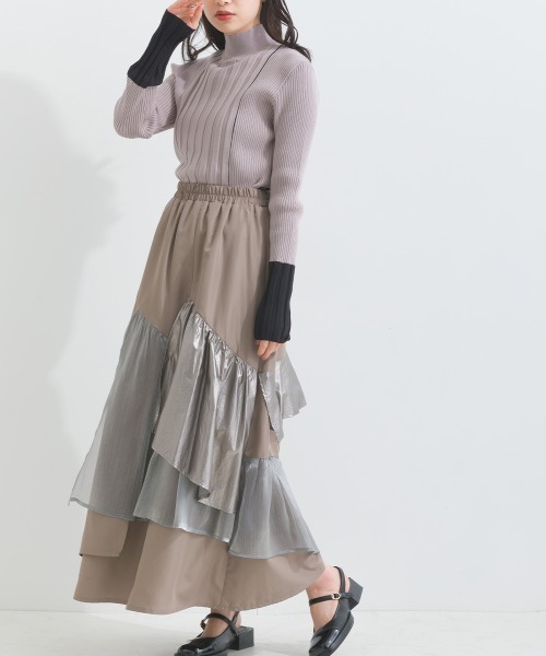 terrace(テラス)の「ライン配色ハイネックリブニット長袖プルオーバー(ニット/セーター・レディース・オフホワイト/ブルー/グレー/ブラック・MEDIUM)」の18枚目の写真