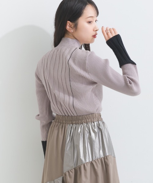 terrace(テラス)の「ライン配色ハイネックリブニット長袖プルオーバー(ニット/セーター・レディース・オフホワイト/ブルー/グレー/ブラック・MEDIUM)」の19枚目の写真