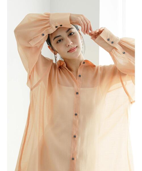 Te chichi（テチチ）の「シアーミニシャツワンピース（ワンピース・レディース・オレンジ/ブルー/オフホワイト・F）」の4枚目の写真