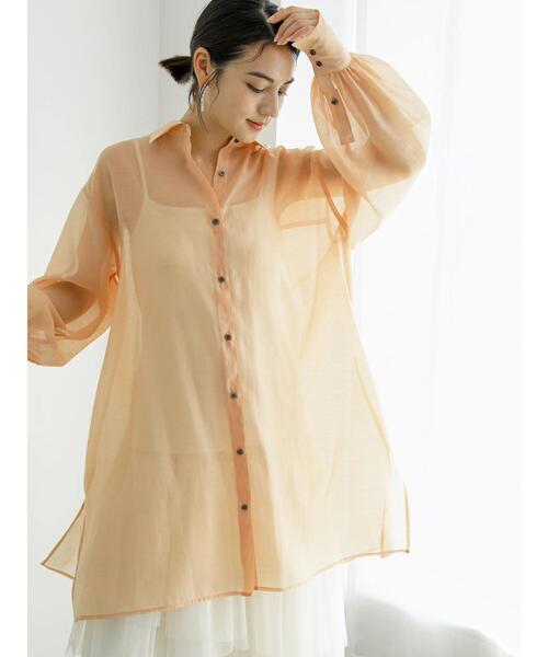 Te chichi（テチチ）の「シアーミニシャツワンピース（ワンピース・レディース・オレンジ/ブルー/オフホワイト・F）」の12枚目の写真