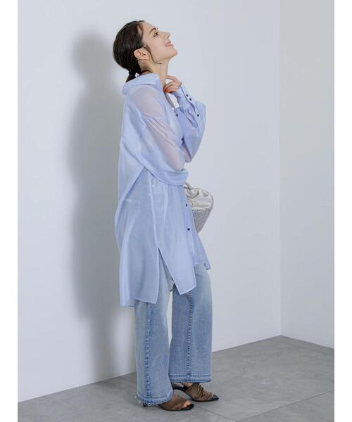 Te chichi（テチチ）の「シアーミニシャツワンピース（ワンピース・レディース・オレンジ/ブルー/オフホワイト・F）」の17枚目の写真