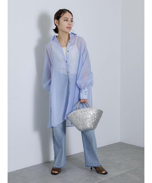 Te chichi（テチチ）の「シアーミニシャツワンピース（ワンピース・レディース・オレンジ/ブルー/オフホワイト・F）」の18枚目の写真