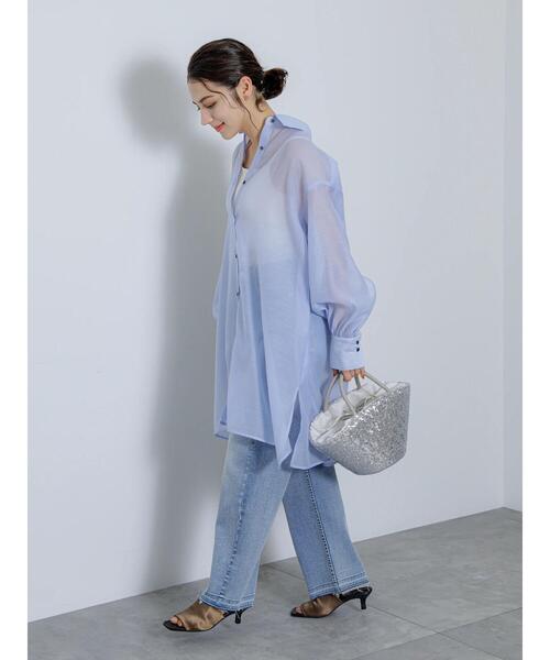 Te chichi（テチチ）の「シアーミニシャツワンピース（ワンピース・レディース・オレンジ/ブルー/オフホワイト・F）」の21枚目の写真