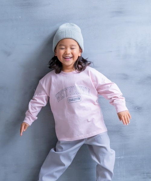 and D. petit main（アンドディープティマイン）の「アソートカレッジプリント長袖T（Tシャツ/カットソー・キッズ・ネイビー/オートミール/オフホワイト/ライトピンク・90cm/100cm/110cm/120cm/130cm）」の4枚目の写真