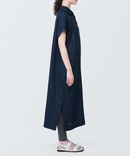 無印良品(ムジルシリョウヒン)の「婦人 リネン 洗いざらしスキッパーカラー半袖ワンピース(ワンピース・レディース・ホワイト系4/ネイビー系/イエロー系3・XL/L/M/S/XS)」の13枚目の写真