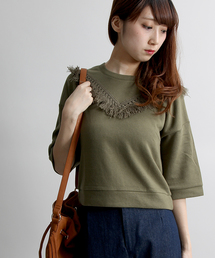 WEGO | WEGO/フリンジ7分袖スウェット(スウェット)